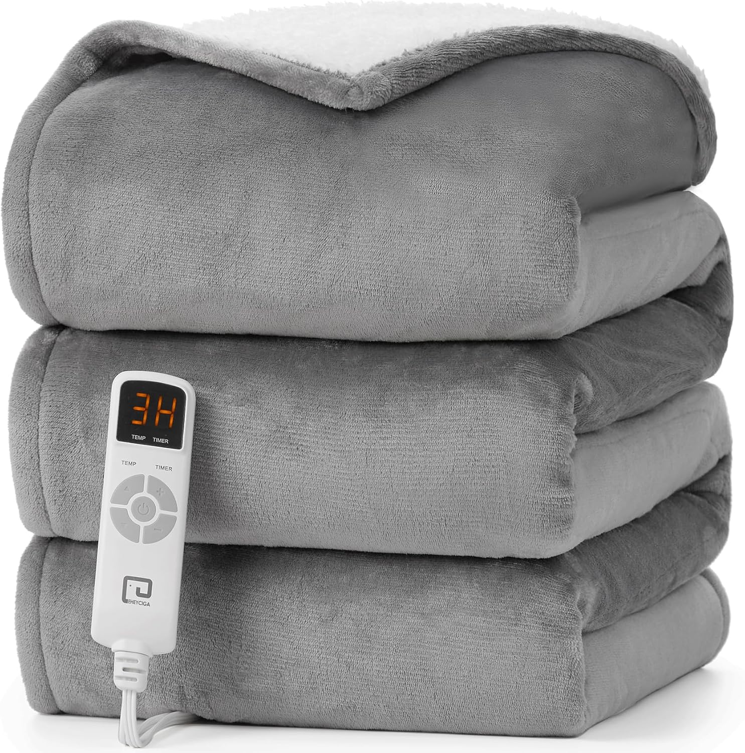 EHEYCIGA Heated Blanket Electric Blanket Throw - Heating Blanket with 9 Heating Levels & 10 Hours Auto Off, Soft Cozy Sherpa Washable Blanket with Fast Heating, 50 x 60 Inches
