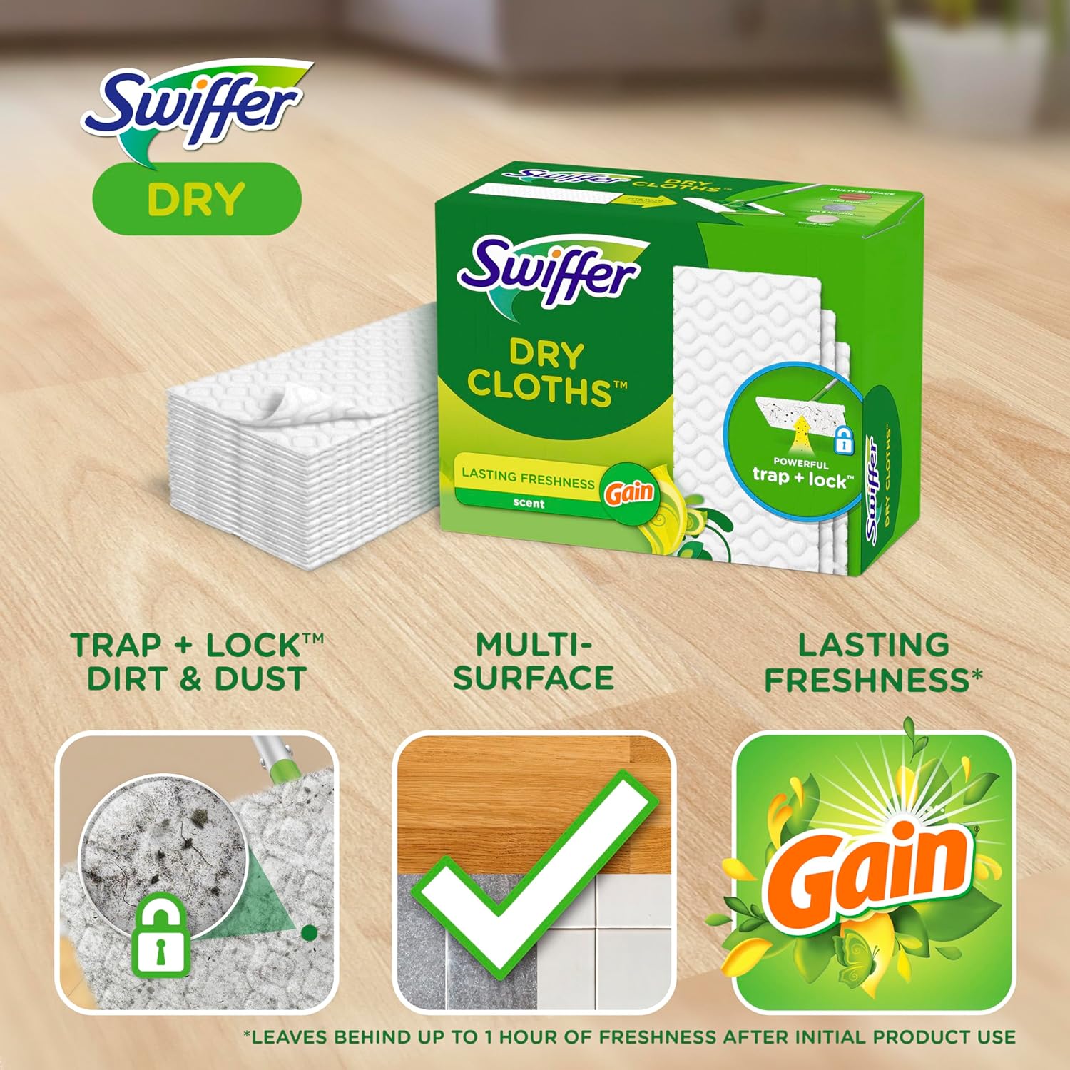 Swiffer Sweeper Dry Sweeping Cloth Refills, Gain Original, 32 Count