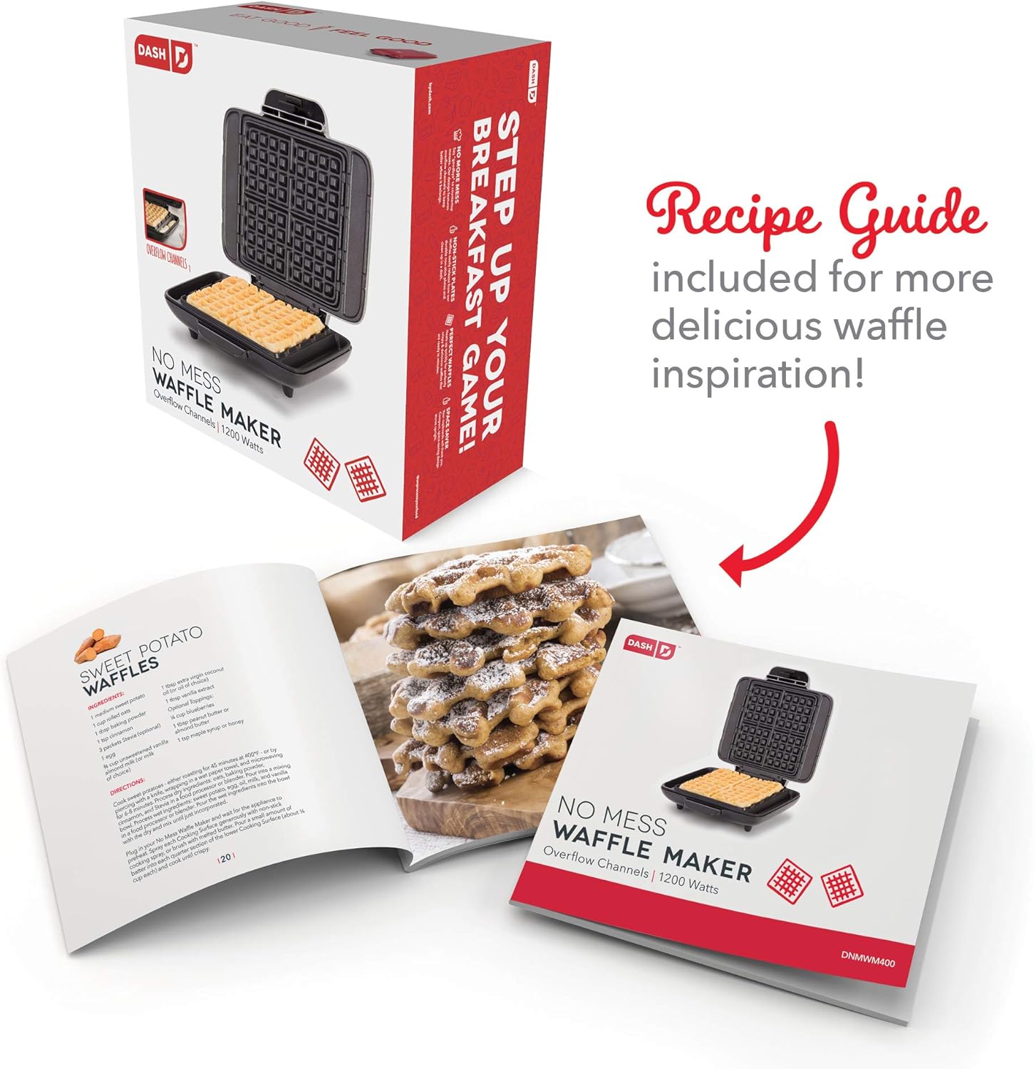 DASH No-Drip Waffle Maker - Four Waffle Molds, Nonstick Waffle Iron with Quick Heat-Up, Nonstick Surface - Perfect Waffle Maker for Kids and Families, Just Add Batter