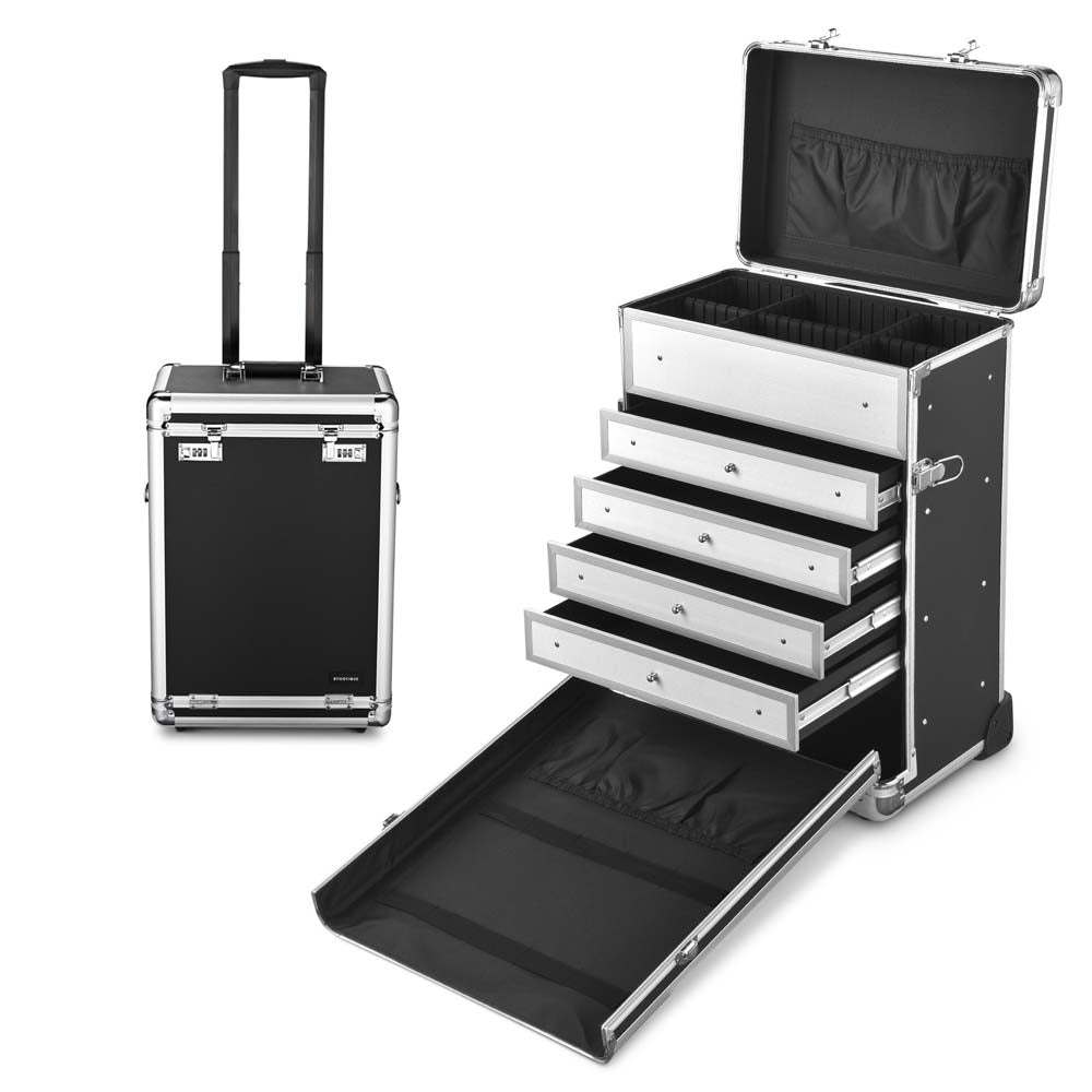 Byootique Rolling Cosmetic Makeup Case w/ 4-DrBlack