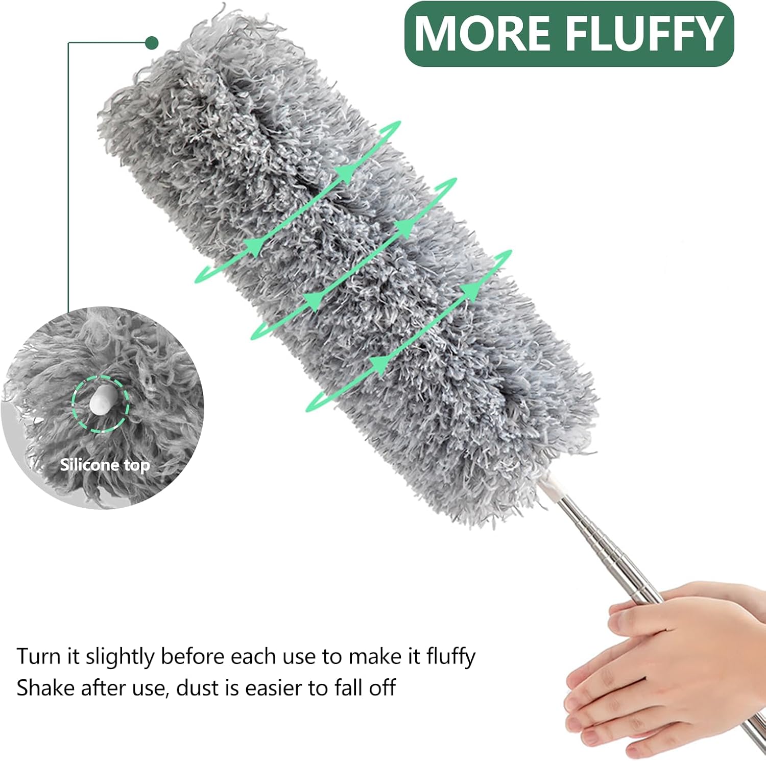 SetSail Extra-Long Dusters with Extension Pole 100-inch for Cleaning, Bendable Microfiber Head Washable Ceiling Fan Duster for High Ceilings, Furniture