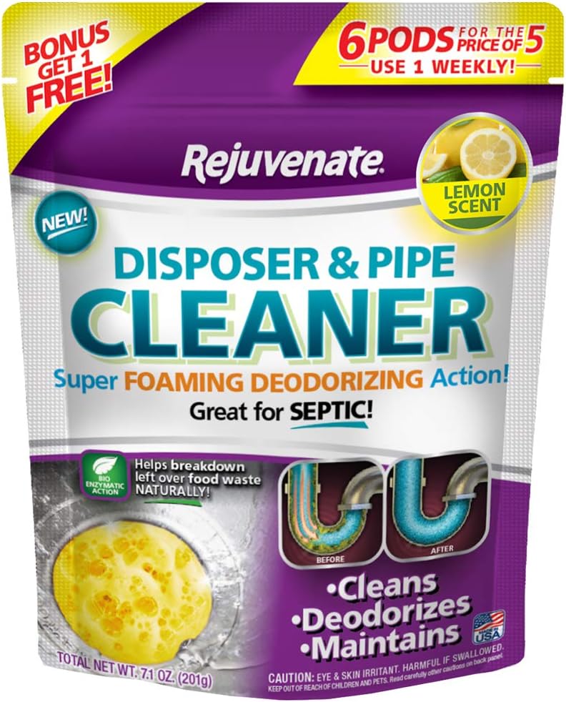 Rejuvenate Garbage Disposal and Drain Pipe Cleaner Powerful Foaming Action and Removes Garbage Disposal Smells 6 Unit Pack Lavender Scent
