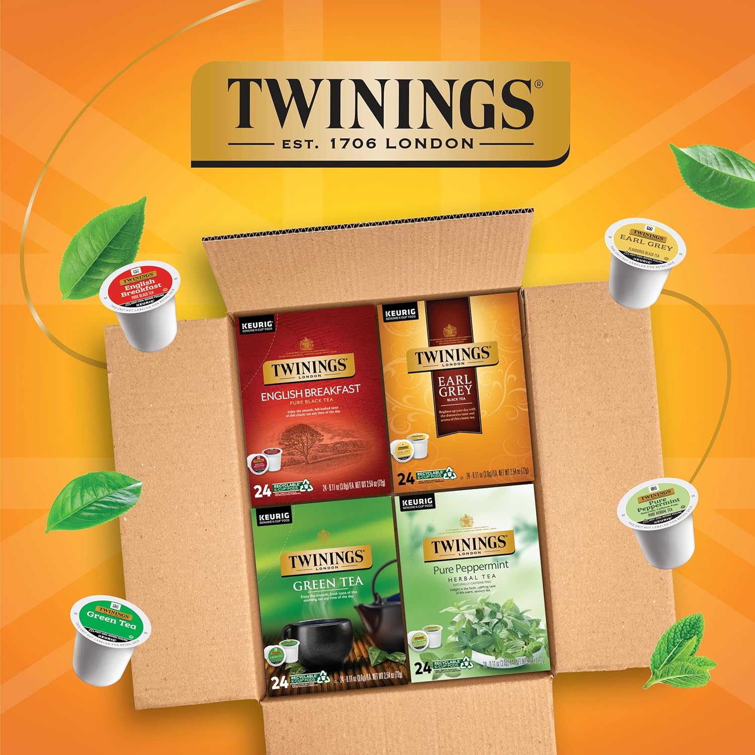 Twinings English Breakfast Black Tea K-Cup Pods for Keurig, 24 Count (Pack of 1), Smooth, Flavourful, Robust, Caffeinated, Enjoy Hot or Iced | Packaging May Vary