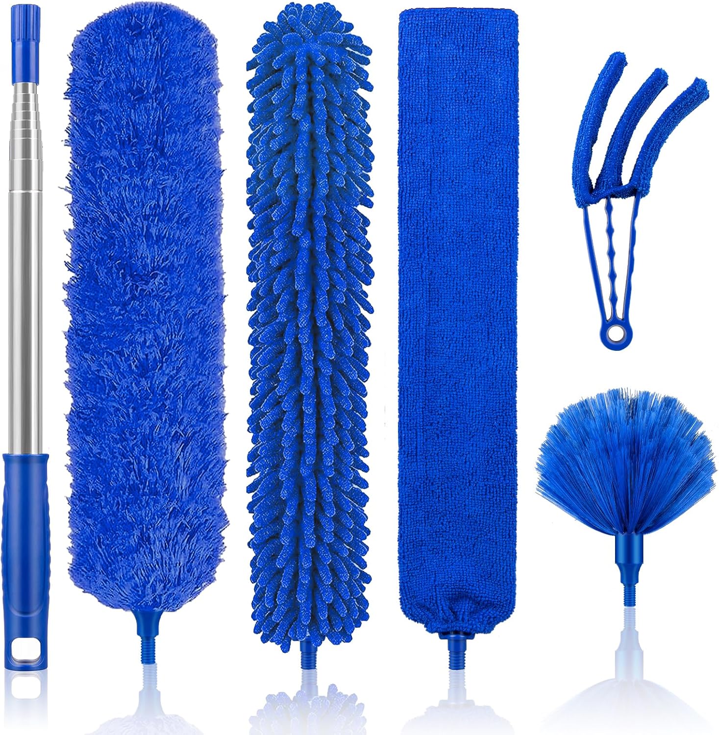 Dusters for Cleaning High Ceiling Fan, Newliton Microfiber Feather Duster with 30'' to 100'' Telescoping Extension Pole, Long Extendable Duster for Home Car Furniture Cobweb Gray