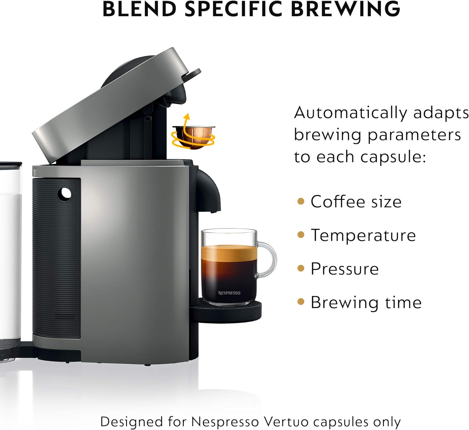 Nespresso Vertuo Plus Deluxe Coffee and Espresso Maker by De'Longhi, Matte Black