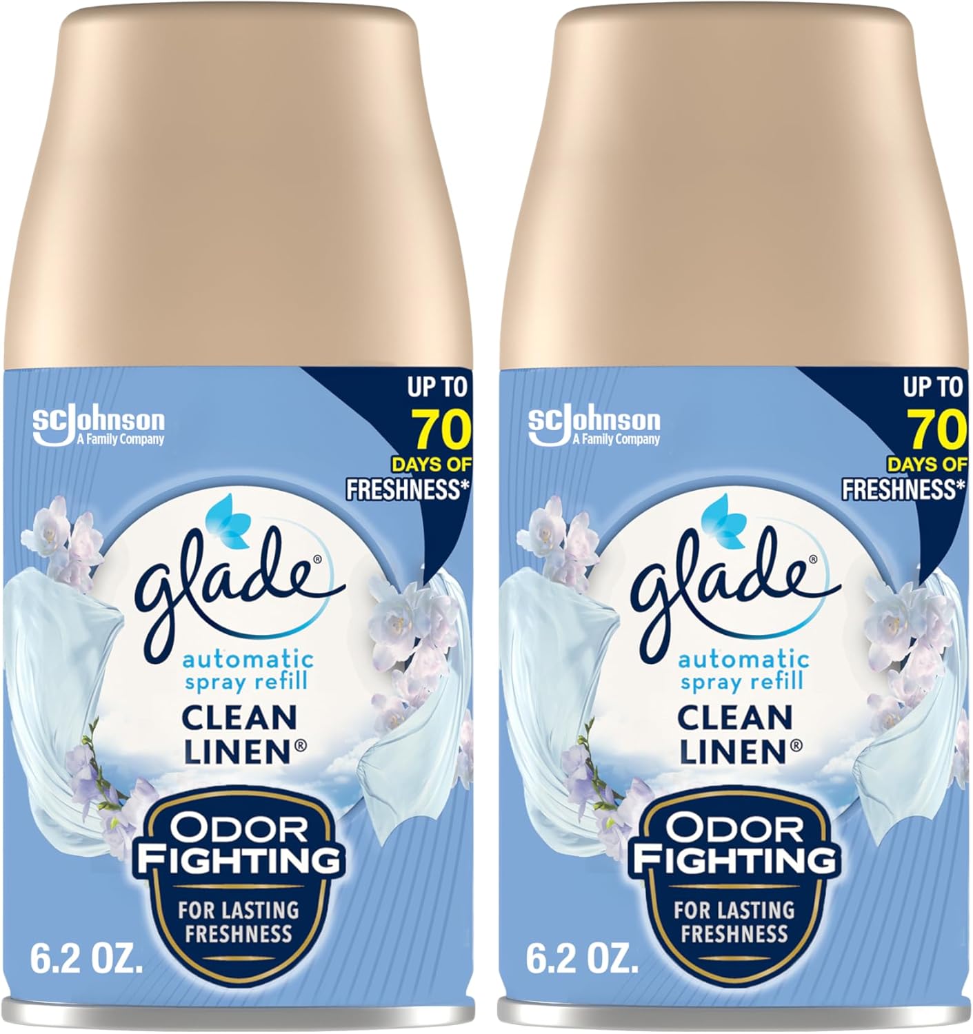 Glade Automatic Spray Air Freshener Refill, Scented Air Freshener for Home and Bathroom, Clean Linen, 6.2 Oz, 2 Count