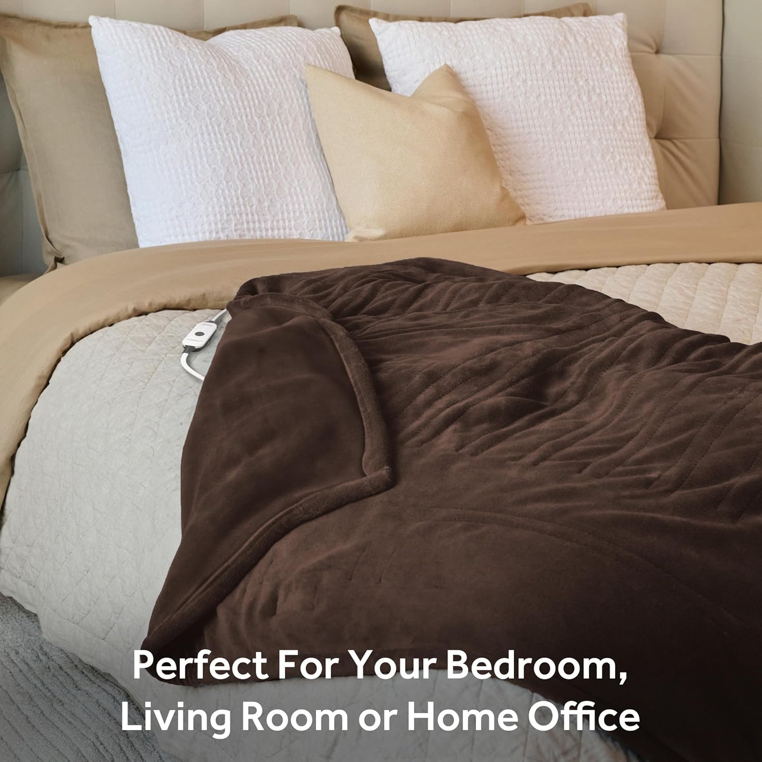 Sunbeam Royal Ultra Rodeen Blue Plaid Heated Personal Throw / Blanket, Cozy-Warm, Adjustable Heat Settings