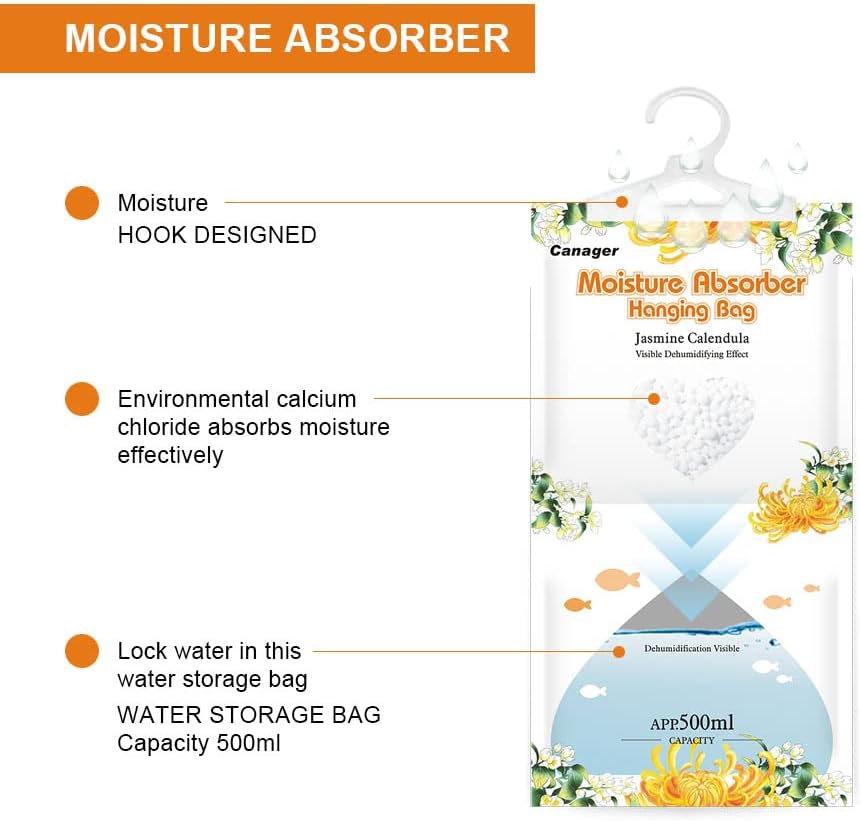 CANAGER Hanging Moisture Absorber, Lavender Vanilla Moistureproof Hanging Bag，Dehumidifier Bag (8 packs) Hanging Closet Dehumidifier Bags, Moisture Absorb 12.5 oz