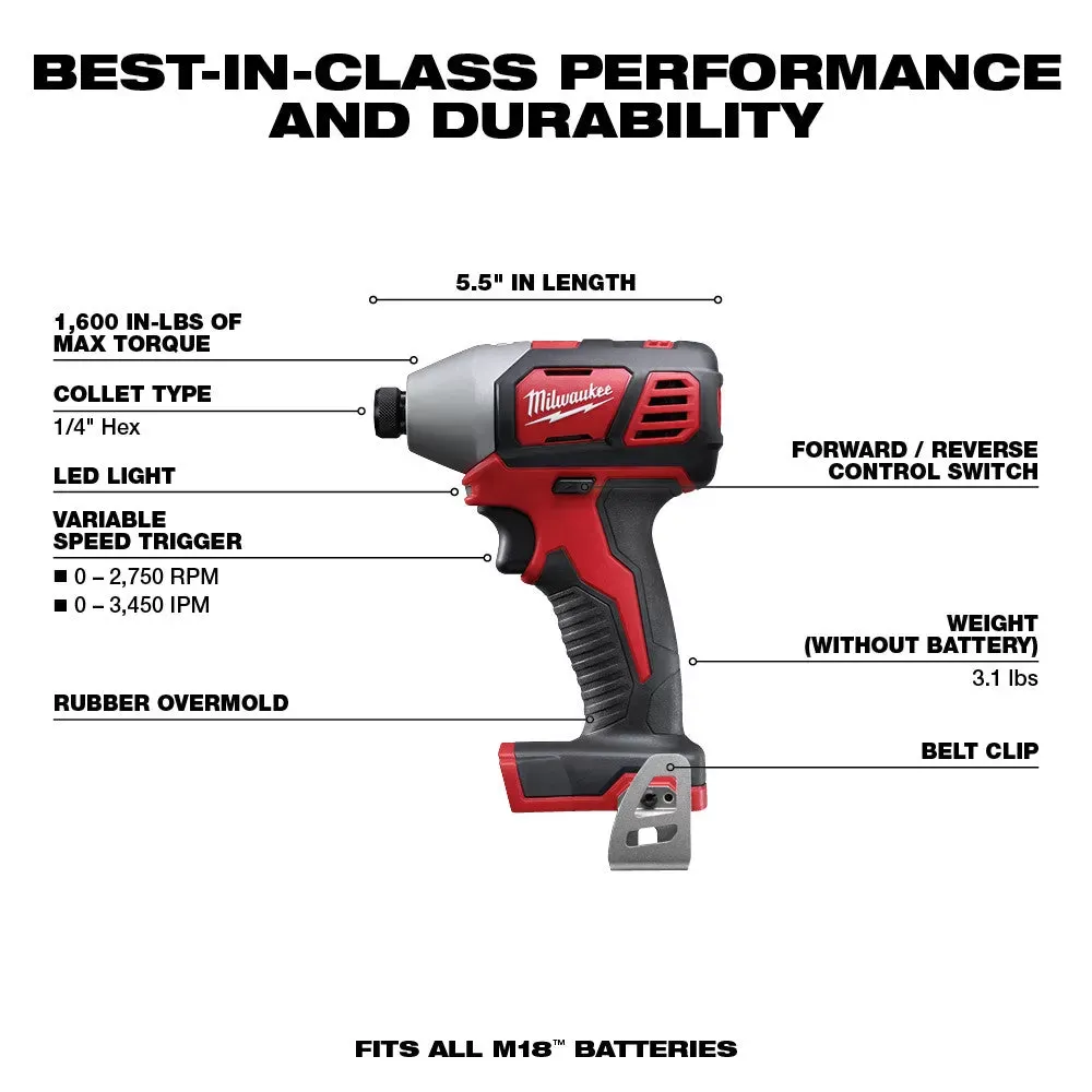 Milwaukee 2696-26B M18 18V Cordless Li-Ion 6 Tool Combo Kit w/ 6.0 AH Battery