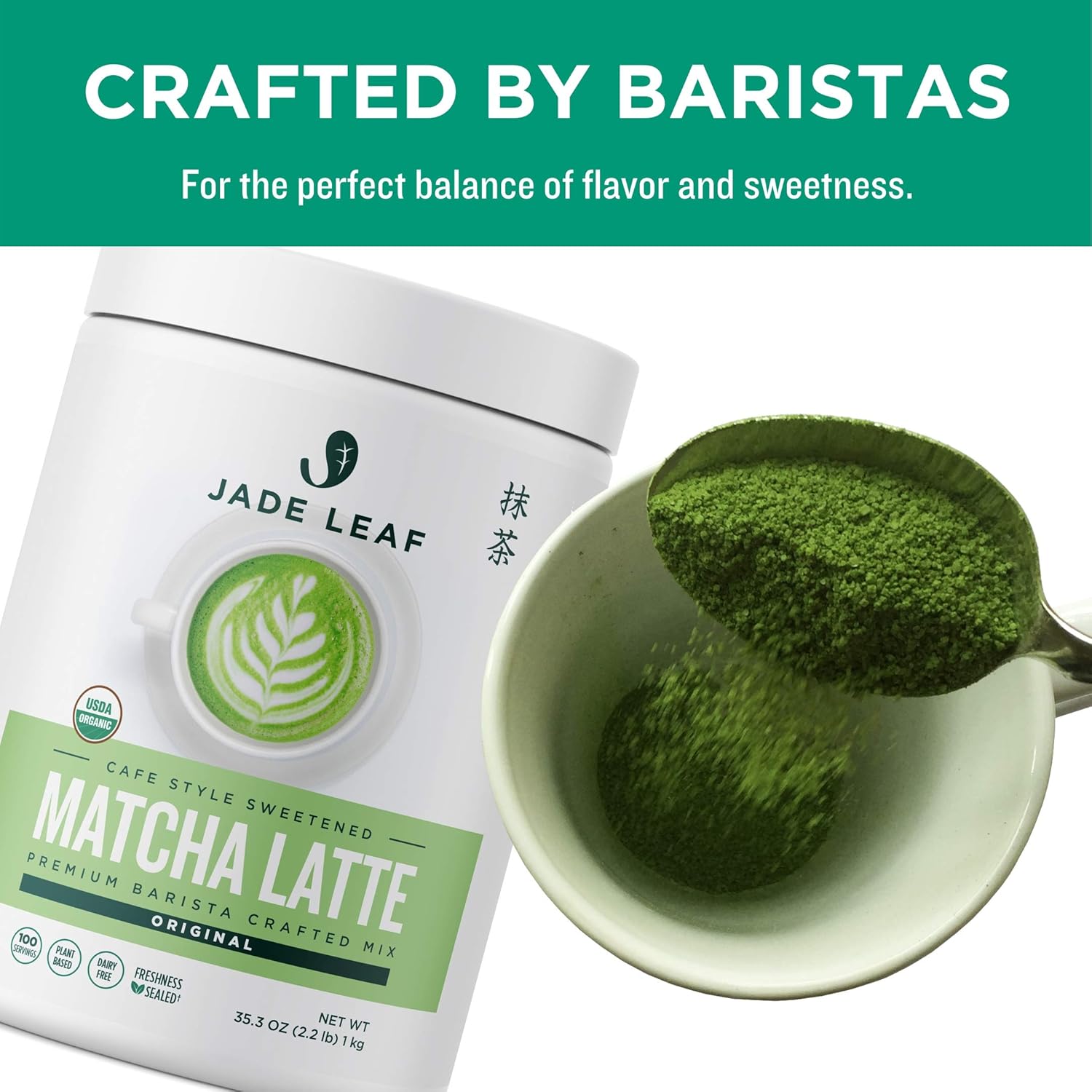 Jade Leaf Matcha Organic Café Style Sweetened Matcha Latte Premium Barista Crafted Mix - Original - Authentically Japanese (5.3 Ounce Pouch)