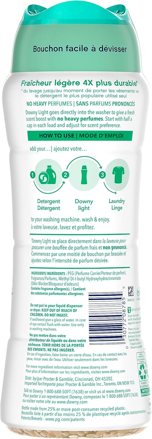 Downy Light In Wash Scent Booster Beads, Ocean Mist Scent, 24 oz, Downy Scent Booster Beads, Laundry Beads, No Heavy Perfumes