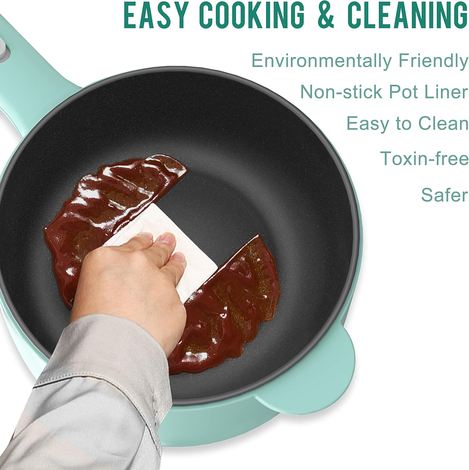 Dezin Electric Cooker, 2L Non-Stick Sauté Pan, Rapid Noodles Cooker, Mini Pot for Ramen with Power Adjustment, Dorm Room Essential (Egg Rack Included)