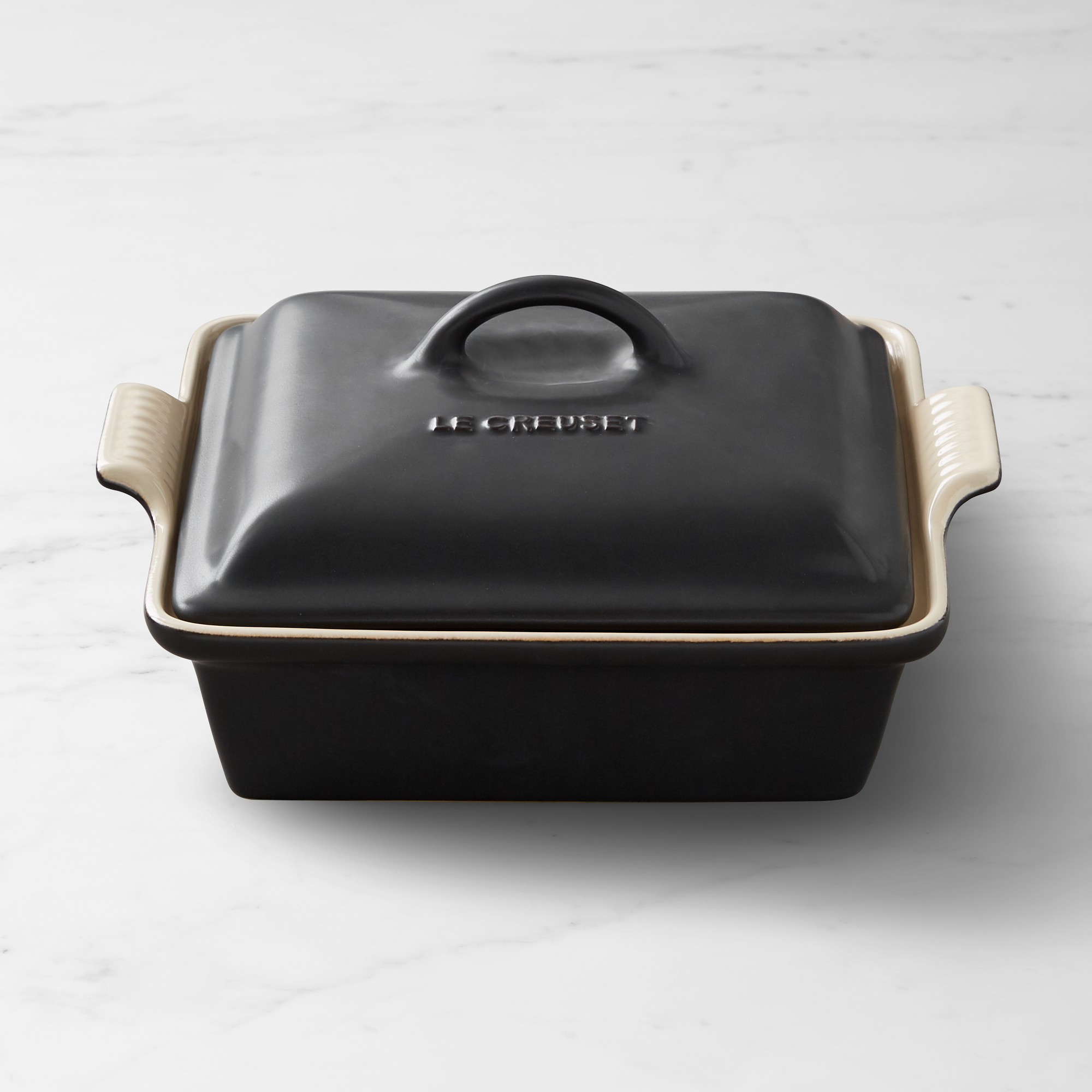 Le Creuset Heritage Stoneware Shallow Square Covered Baker, 2-Qt.