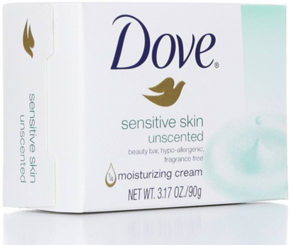 Dove Beauty Bar More Moisturizing Than Bar Soap for Softer Skin, Fragrance-Free, Hypoallergenic Beauty Bar Sensitive Skin With Gentle Cleanser 3.75 oz 14 Bars