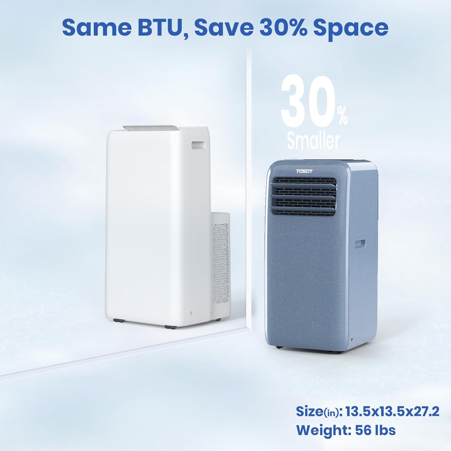 TOSOT 14,000BTU (9,600 BTU SACC) Smart WiFi Portable Air Conditioner with Heater, Powerful Cooling Auto Swing, Dehumidifier, Fan, 24H Timer for Large Room Up to 600 sq ft, AOMI Series