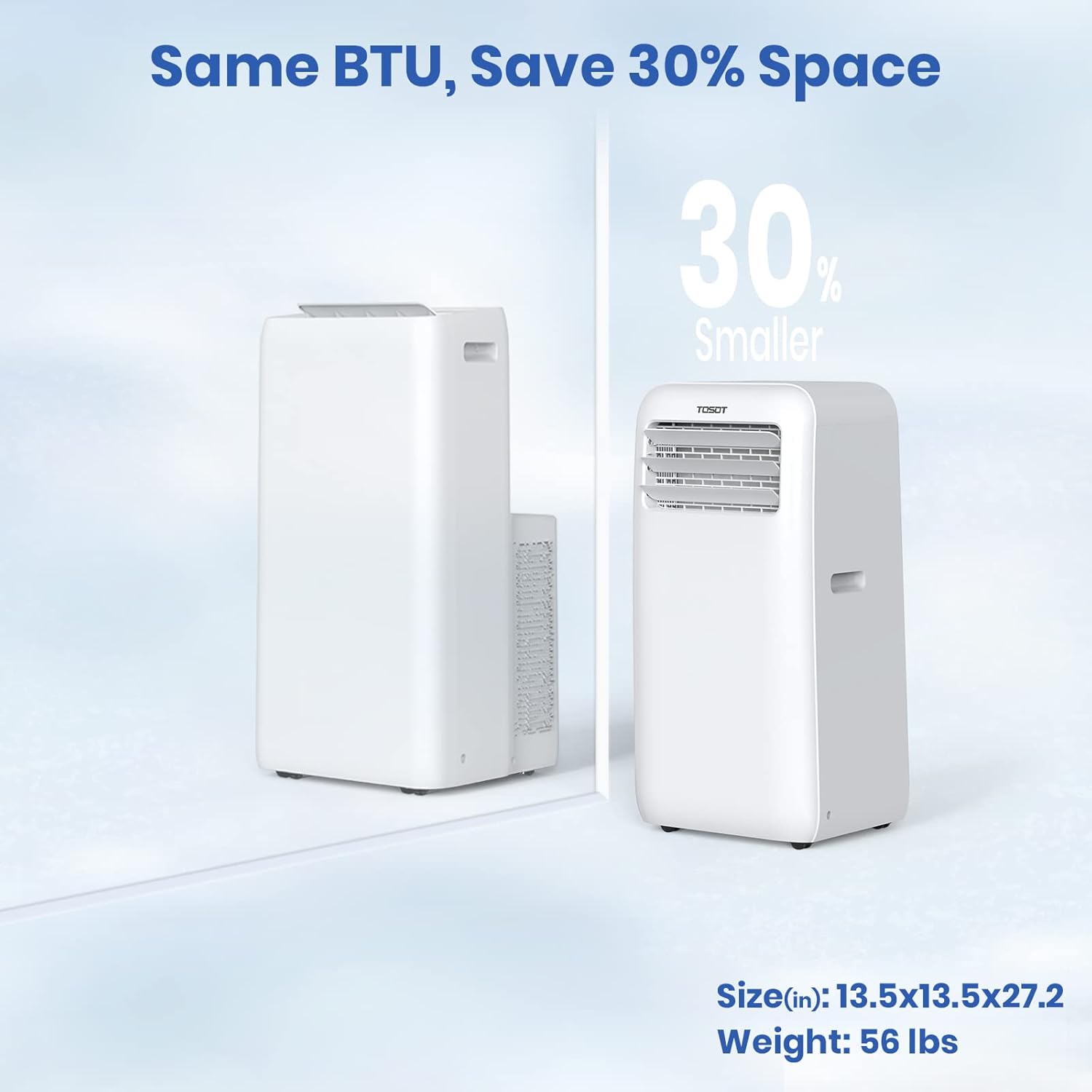 TOSOT 14,000BTU (9,600 BTU SACC) Smart WiFi Portable Air Conditioner with Heater, Powerful Cooling Auto Swing, Dehumidifier, Fan, 24H Timer for Large Room Up to 600 sq ft, AOMI Series