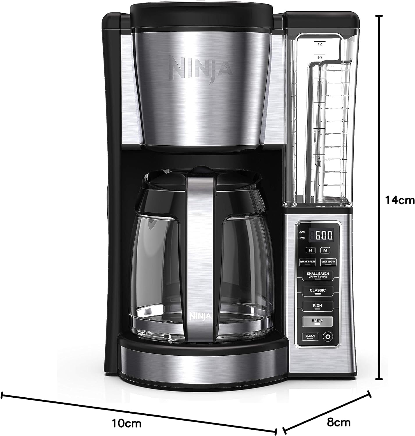 Ninja 12-Cup Programmable Coffee Brewer, 2 Brew Styles, Adjustable Warm Plate, 60oz Water Reservoir, Delay Brew - Black/Stainless Steel