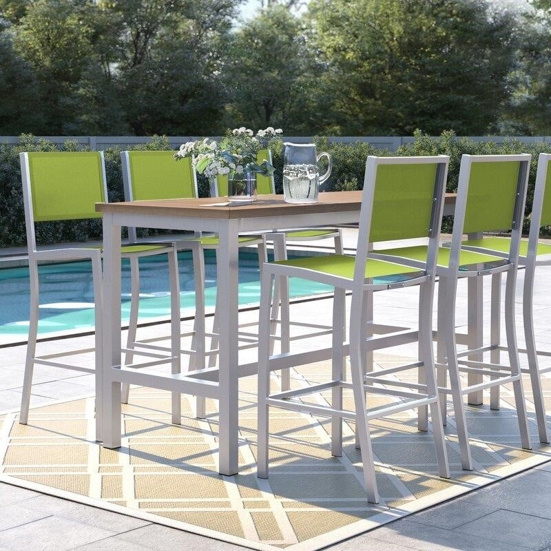 Mckinnon Rectangular 6 - Person 73'' Long Aluminum Bar Height Dining Set
