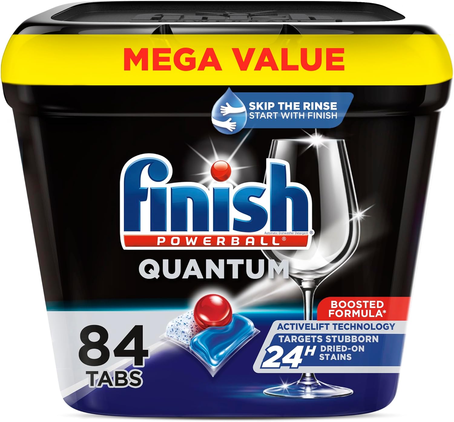 FINISH Quantum Powerball, Dishwasher Pods, Dishwasher Detergent Liquid, Dishwasher Soap, Advanced Clean & Shine, 84ct Dishwasher Tablets