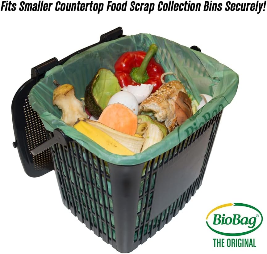 BioBag (USA), The Original Compostable Bag, 2.6 Gallon, 100 Total Count, 100% Certified Compostable Kitchen Food Scrap Bags, Kitchen Compost Bin Compatible