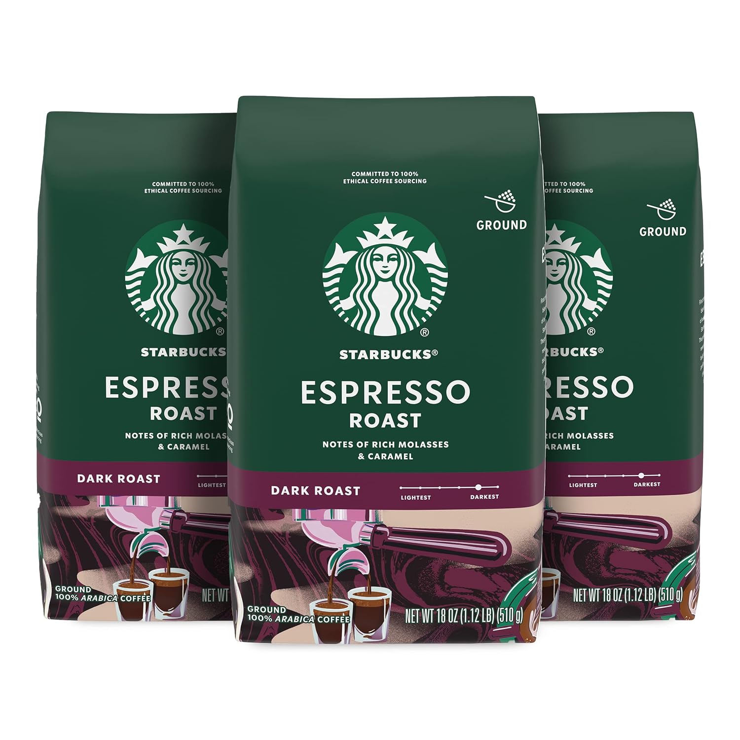 Starbucks Ground Coffee, Dark Roast Coffee, Caffè Verona, 100% Arabica, 1 bag (28 oz)