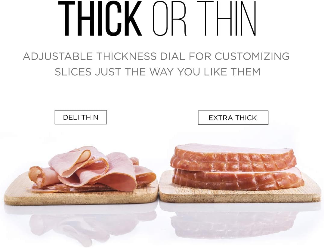 Chefman Electric Deli Slicer With Adjustable Slices, Stainless Steel Blades, Safe Feet - For Ham, Cheese, Bread, Fruit & Veggies