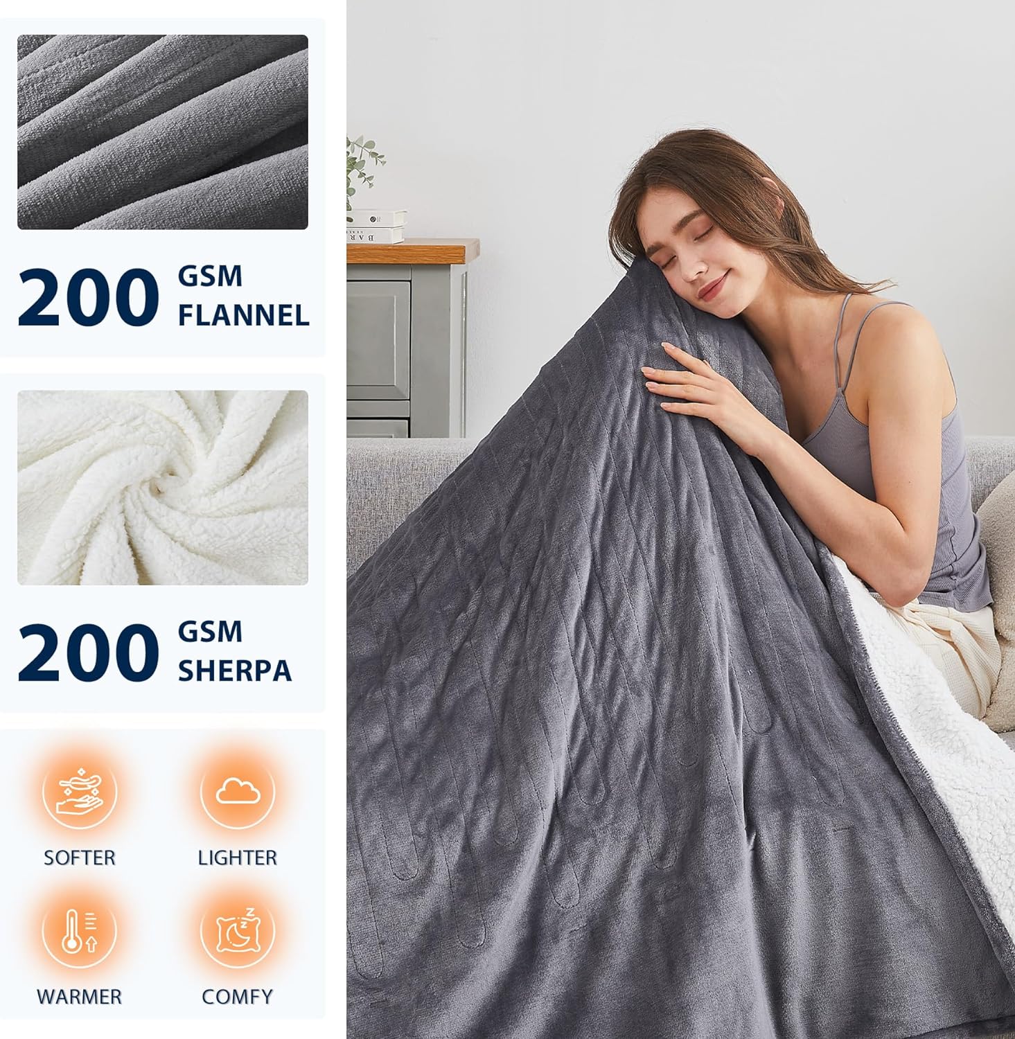 Homemate Heated Blanket Electric Throw - 50