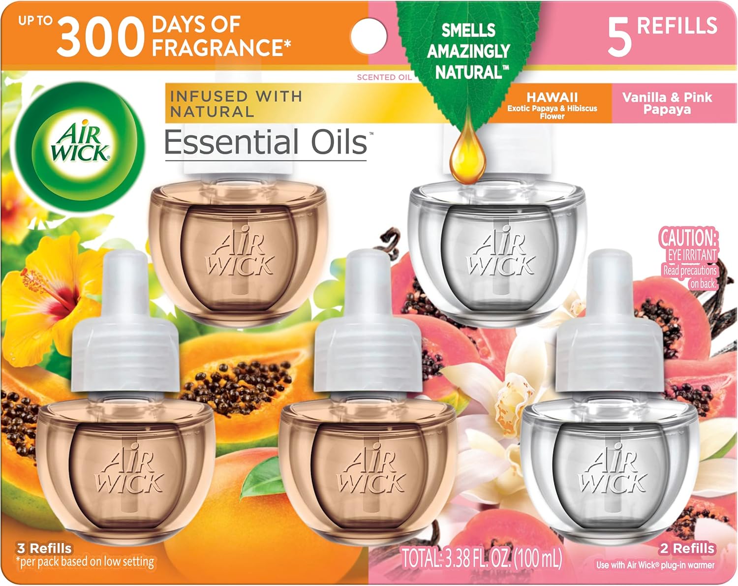 Air Wick Plug in Scented Oil Refill, 5 ct, Sandalwood , Air Freshener, Essential Oils