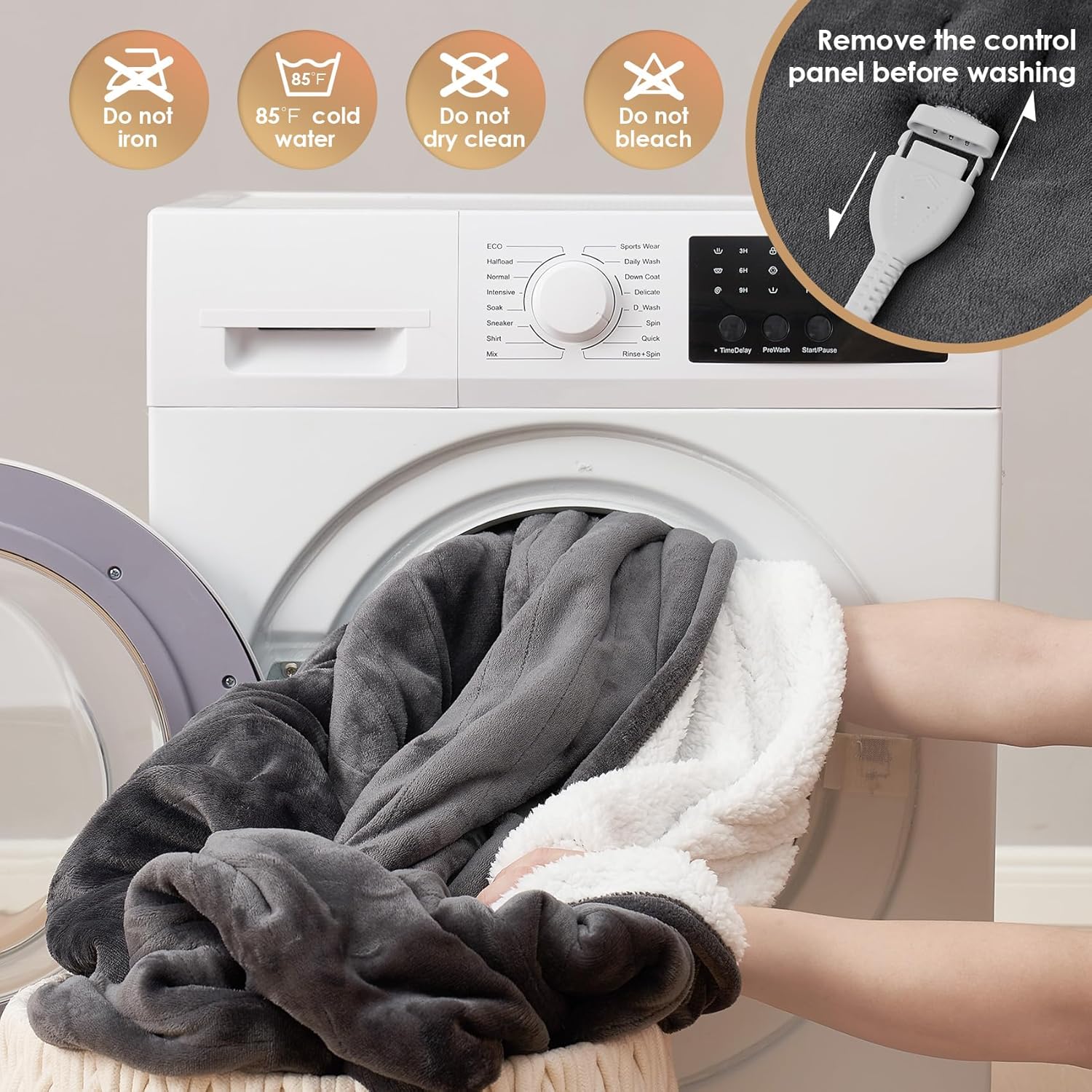 EHEYCIGA Heated Blanket Electric Blanket Throw - Heating Blanket with 9 Heating Levels & 10 Hours Auto Off, Soft Cozy Sherpa Washable Blanket with Fast Heating, 50 x 60 Inches