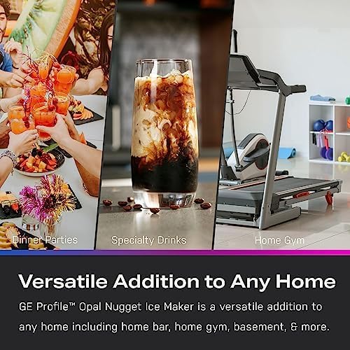 GE Profile Opal 2.0 XL with 1 Gallon Tank, Chewable Crunchable Countertop Nugget Ice Maker, Scoop included, 38 lbs in 24 hours, Pellet Ice Machine with WiFi & Smart Connected, Stainless Steel（Free cleaning kit + filter）