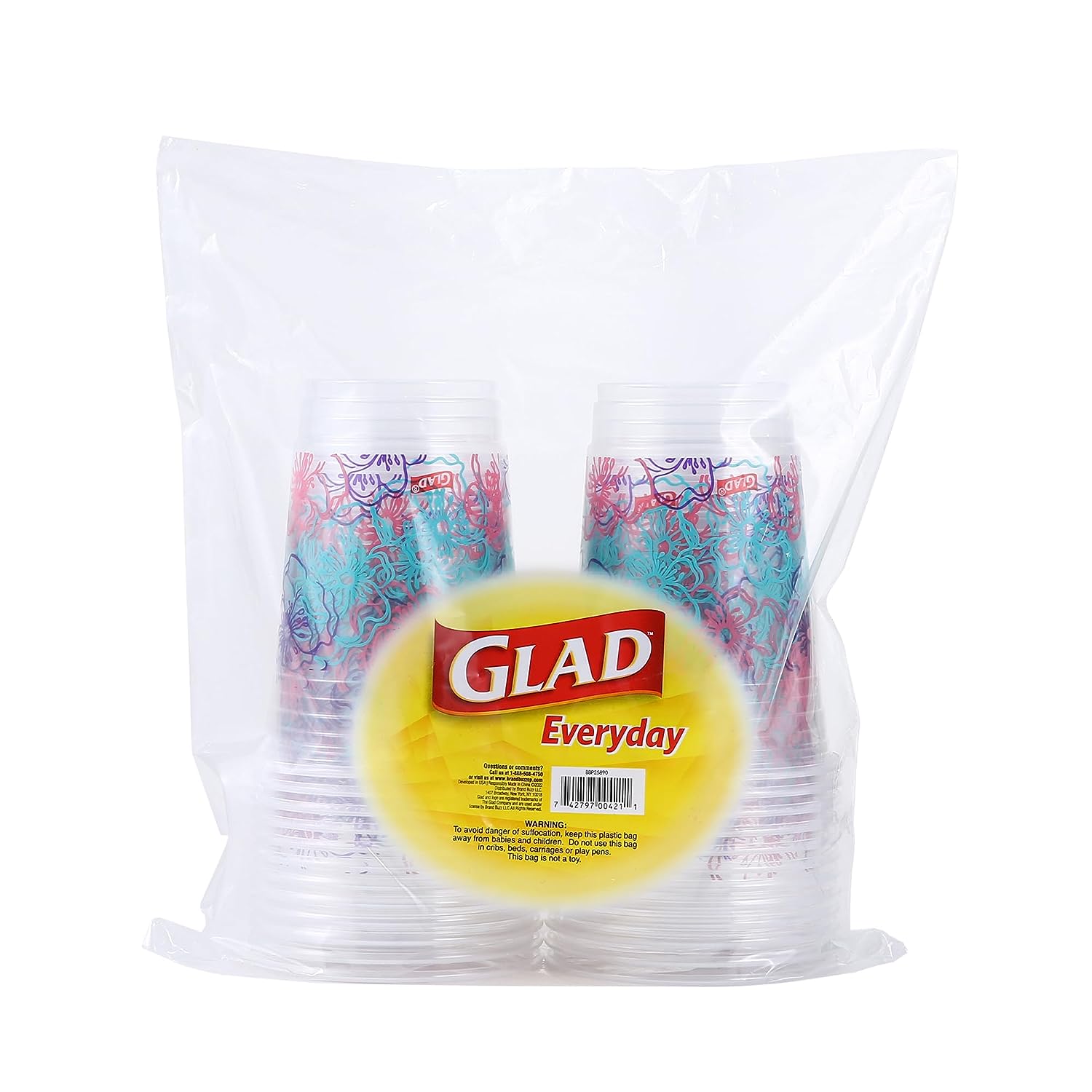 Glad Tabletop All Purpose Disposable Paper Cups with Purple Blue Flower Design for Everyday Use from, 12 Oz, 50 Count | Blue Flower Paper Cups, Floral Paper Drinking Cups