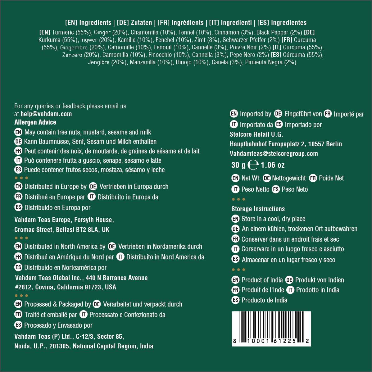 VAHDAM, Organic Turmeric Ginger Herbal Tea Bags (100 Pyramid Tea Bags) Caffeine Free, Non GMO, Gluten Free | 100% Pure Herbal Blend - Savory & Spicy | Plant-Based Tea Bags | Resealable Ziplock Pouch