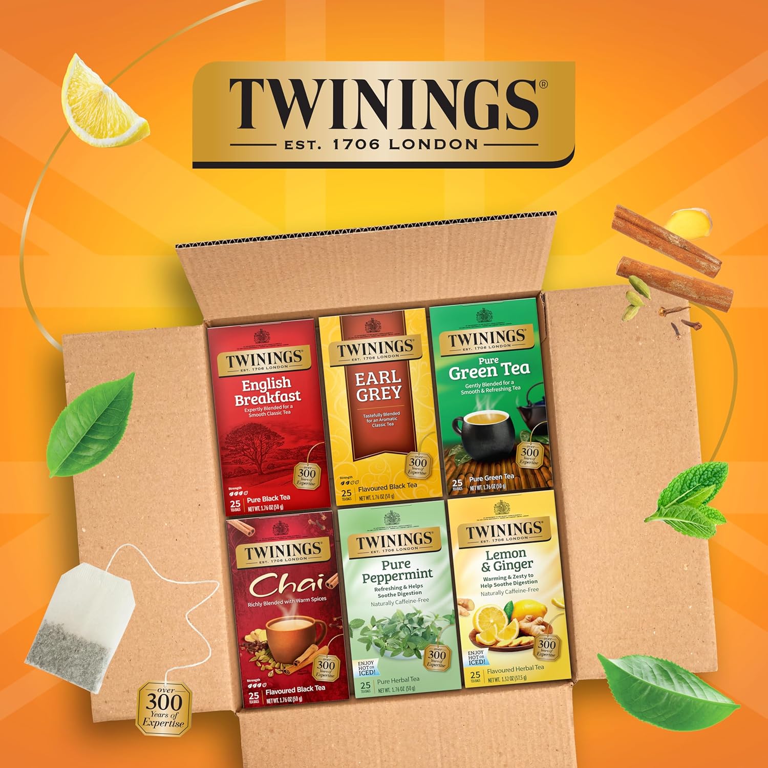 Twinings English Breakfast Black Tea Individually Wrapped Bags, 100 Count (Pack of 1), Smooth, Flavourful, and Robust, Caffeinated, Enjoy Hot or Iced | Packaging May Vary