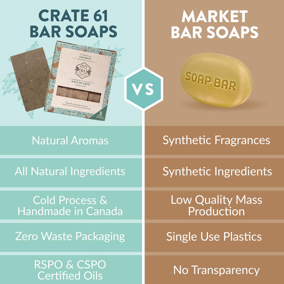 Handmade Vegan Natural Bar Soap Cold Pressed For Face And Body, With Premium Essential Oils, Eucalyptus & Peppermint For Men And Women 3 Pack (Lavender)