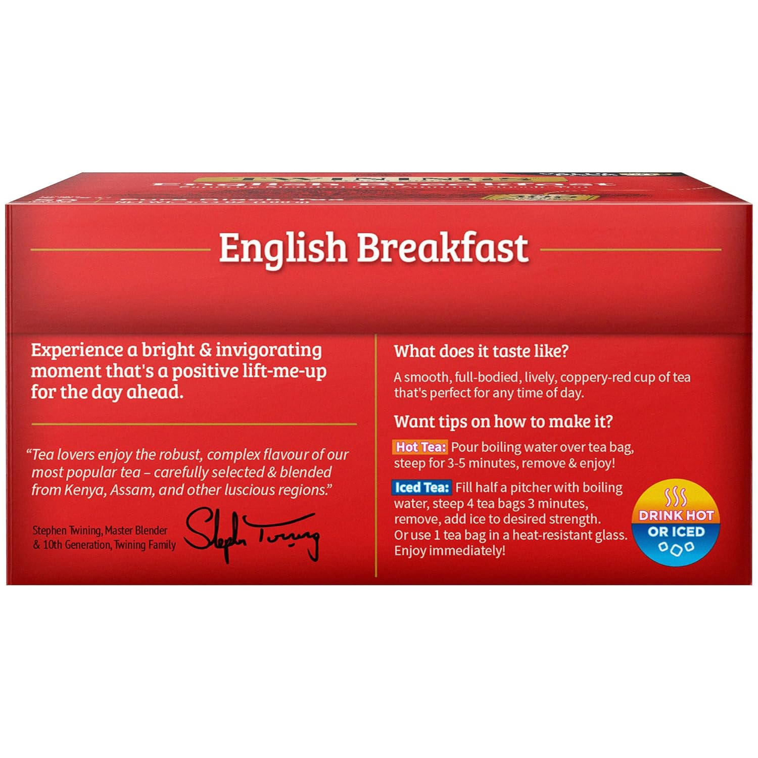 Twinings English Breakfast Black Tea Individually Wrapped Bags, 100 Count (Pack of 1), Smooth, Flavourful, and Robust, Caffeinated, Enjoy Hot or Iced | Packaging May Vary