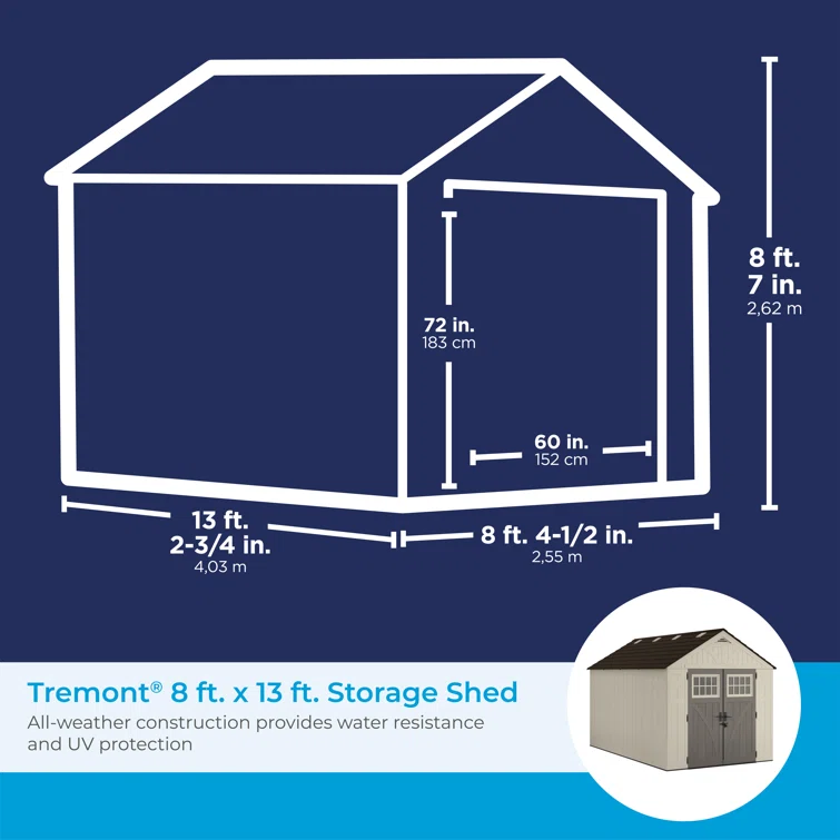 Suncast Outdoor Vanilla 8 ft. W x 10 ft. D Resin Storage Shed