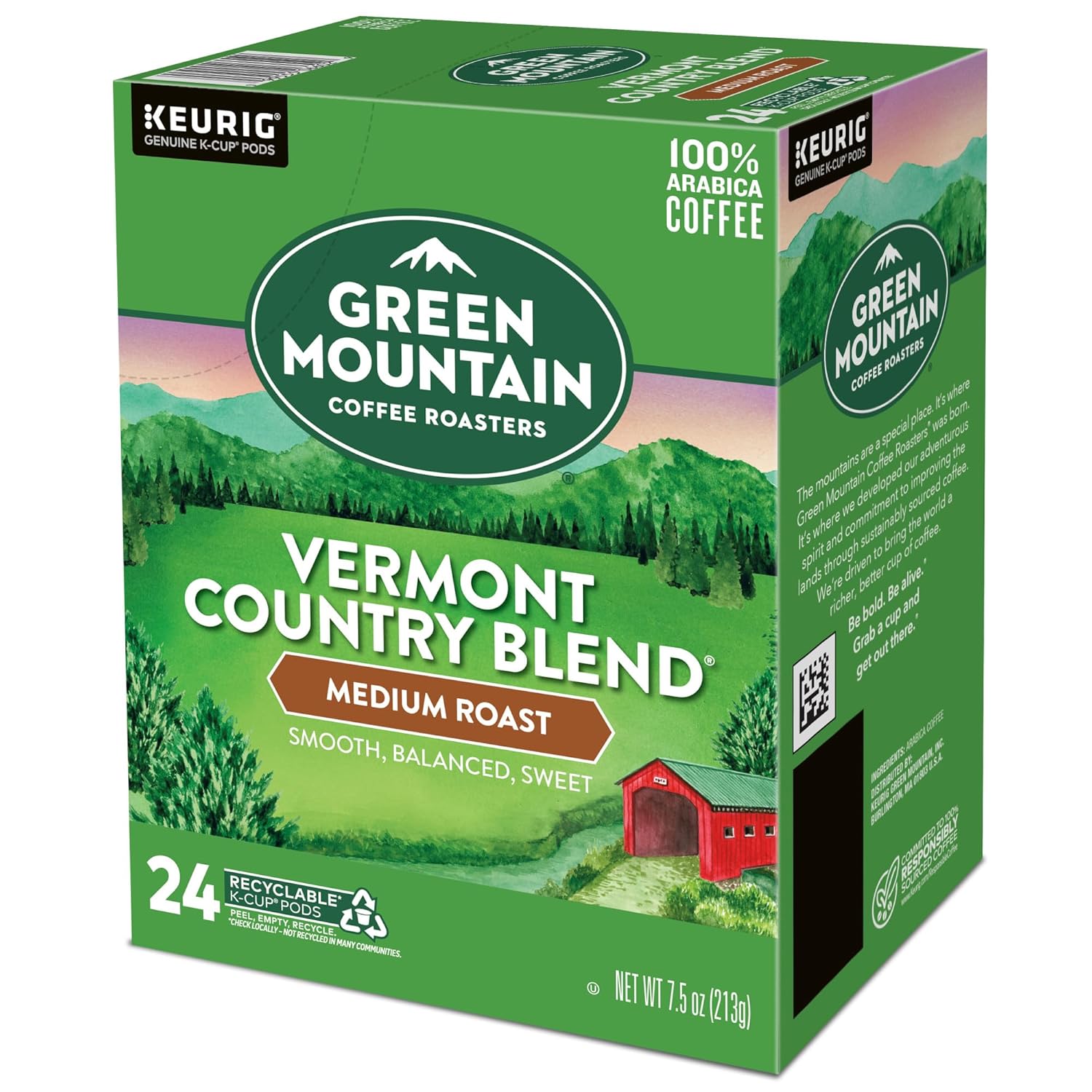 Green Mountain Coffee Roasters Half Caff Keurig Single-Serve K-Cup pods, Medium Roast Coffee, 72 Count (6 Packs of 12)