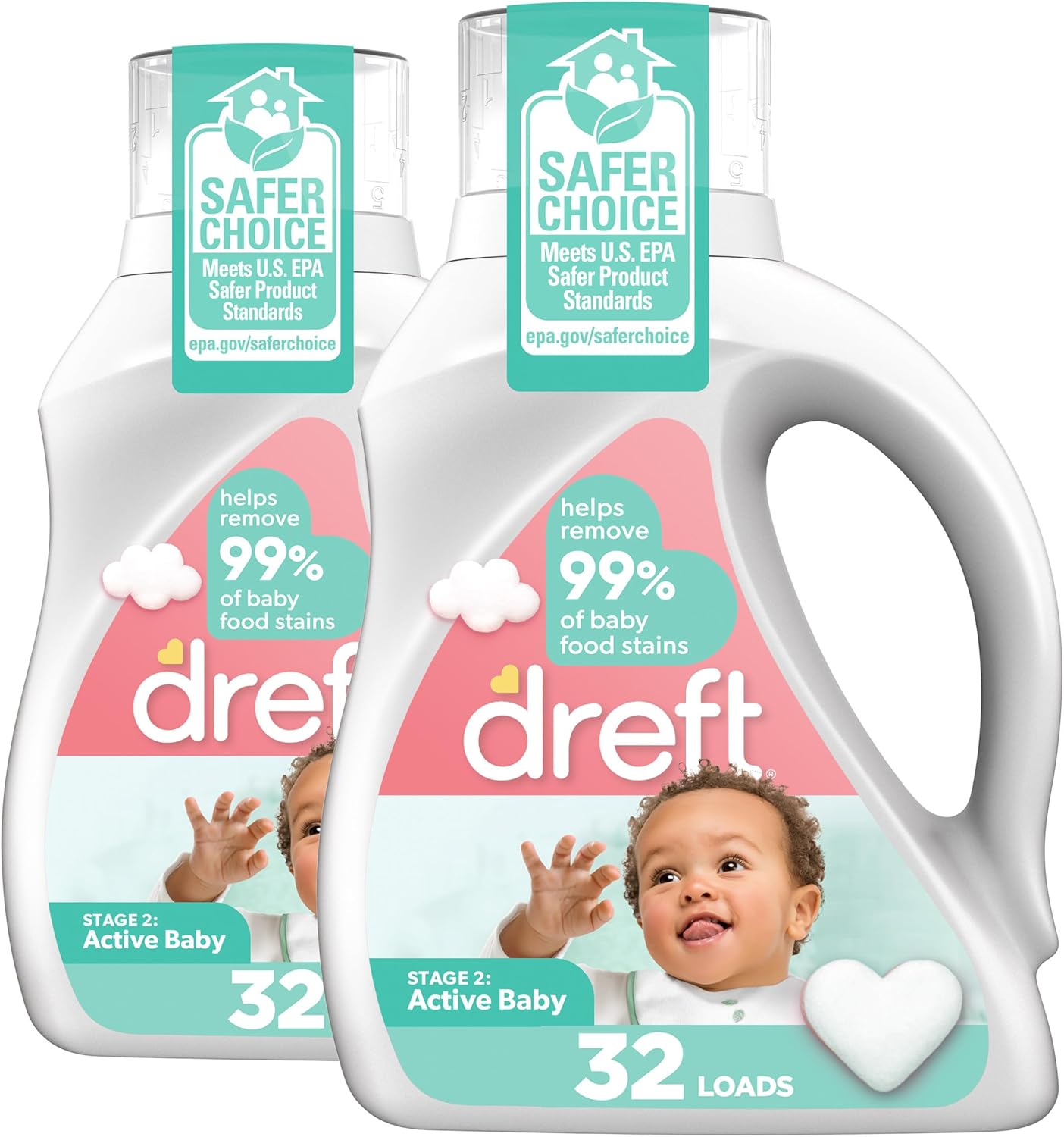 Dreft Stage 2 Active Baby Liquid Laundry Detergent, Helps Remove 99% of Baby Food Stains, Hypoallergenic, 114 loads