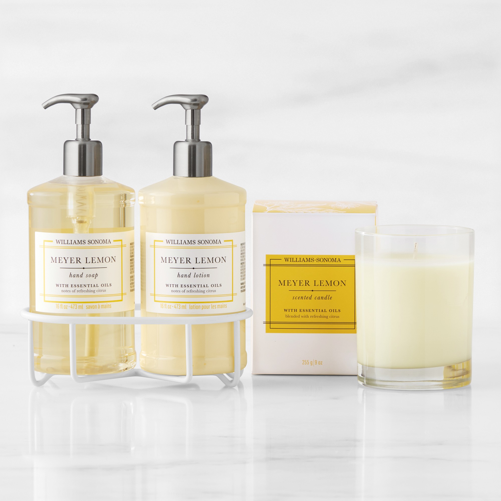 Williams Sonoma Meyer Lemon Hand Soap, Lotion & Candle 4-Piece Kitchen Set