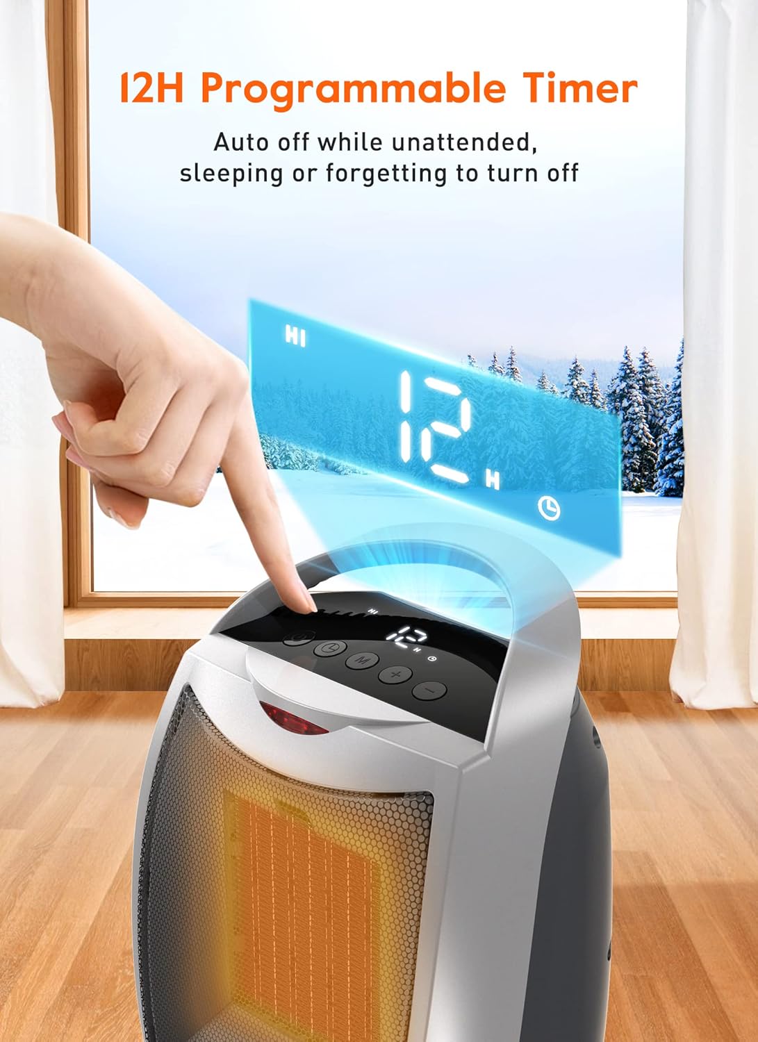 GiveBest Portable Electric Space Heater with Thermostat, 1500W/750W Safe and Quiet Ceramic Heater Fan, Heat Up 200 Square Feet for Office Room Desk Indoor Use, Silver