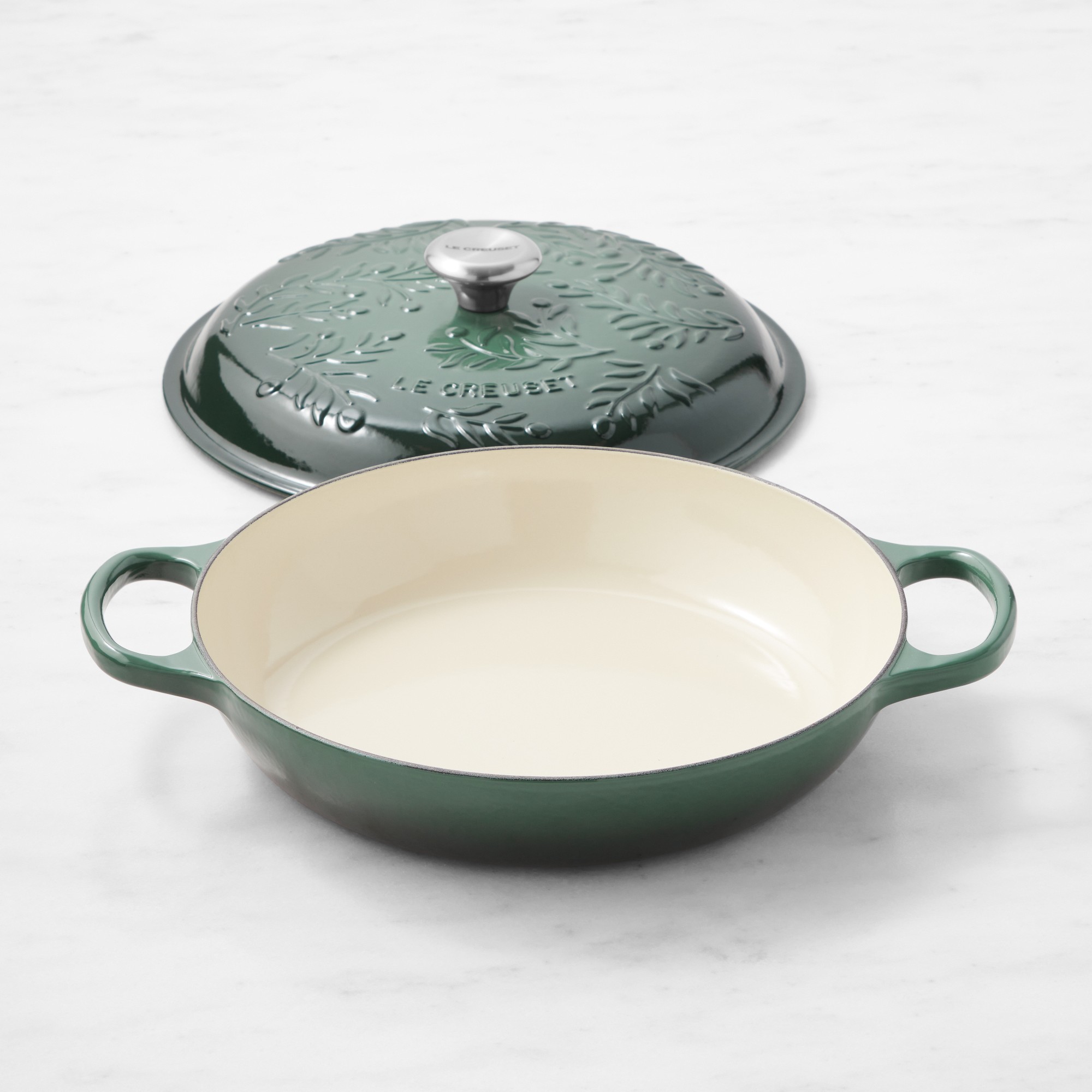 Le Creuset Enameled Cast Iron Olive Branch Braiser, 3 1/2-Qt.
