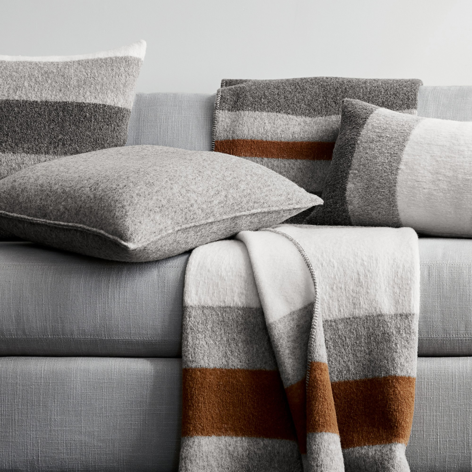 Italian Boiled Wool Stripe Throw