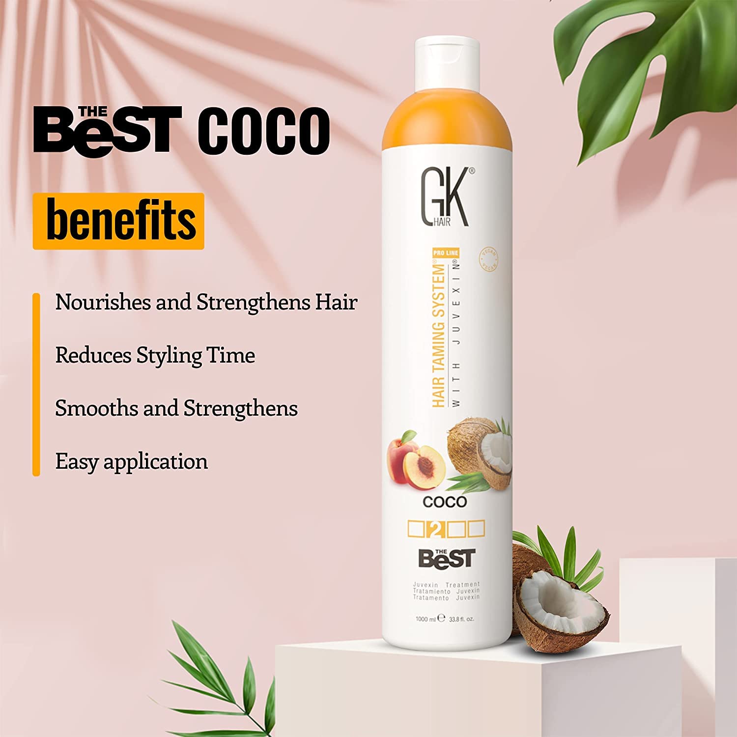GK HAIR Global Keratin The Best (3.4 Fl Oz/100ml) Smoothing Keratin Hair Treatment - Professional Brazilian Complex Blowout Straightening For Silky Smooth & Frizz Free Hair