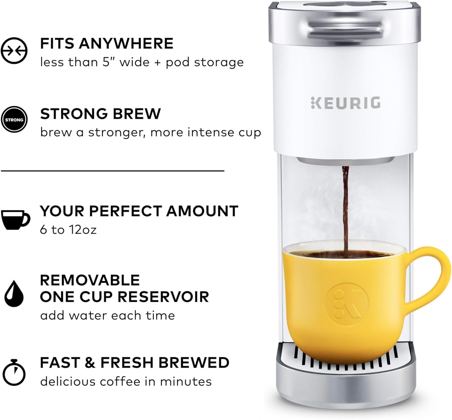 Keurig K-Mini Plus Single Serve K-Cup Pod Coffee Maker, with 6 to 12oz Brew Size, Stores up to 9 K-Cup Pods, Travel Mug Friendly, Matte Black