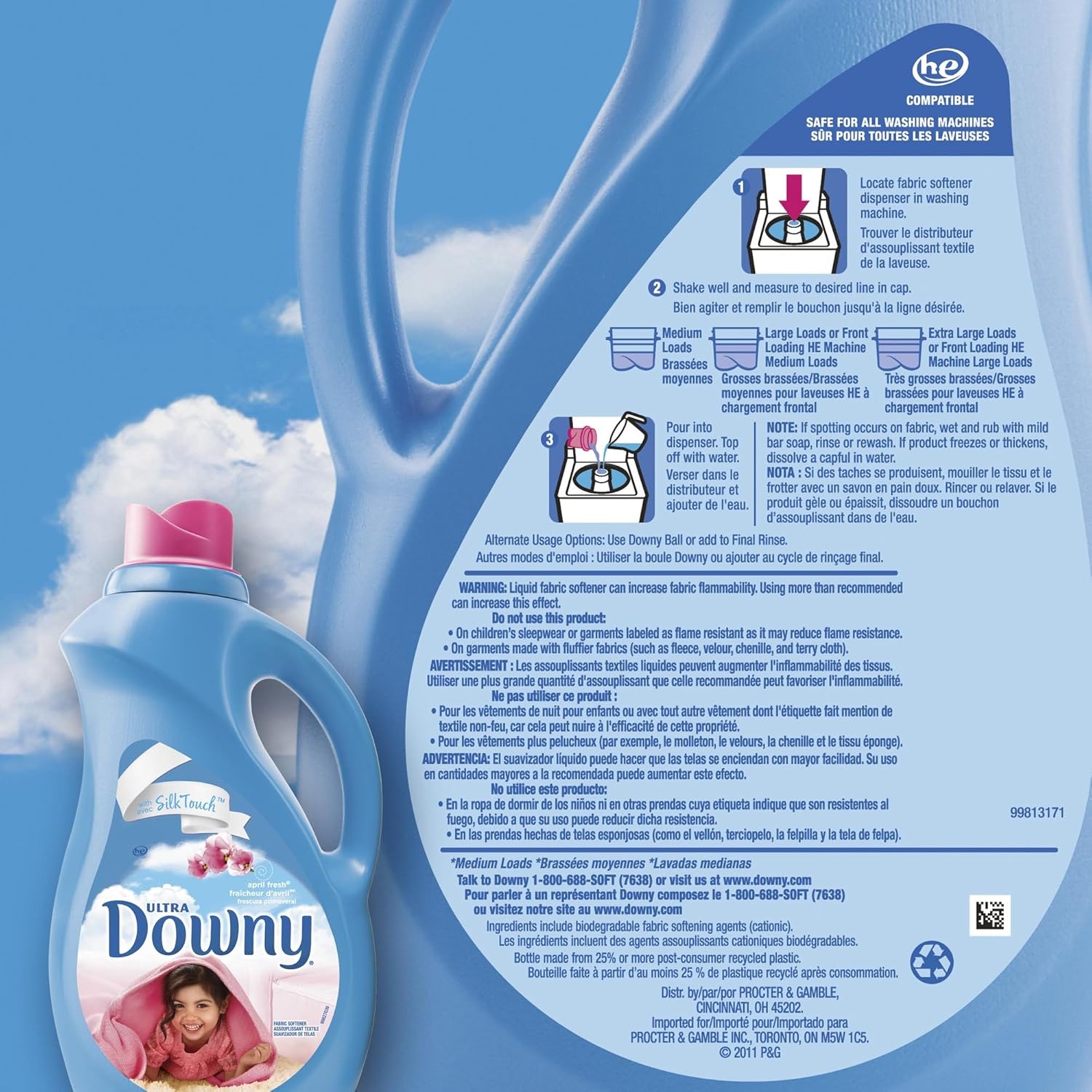 Downy Ultra Laundry Fabric Softener Liquid, April Fresh Scent, 168 Total Loads (Pack of 3)