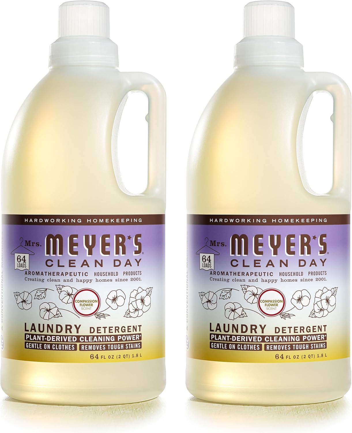 MRS. MEYER'S CLEAN DAY Liquid Laundry Detergent, Biodegradable Formula Infused with Essential Oils, Lavender, 64 oz (64 Loads)