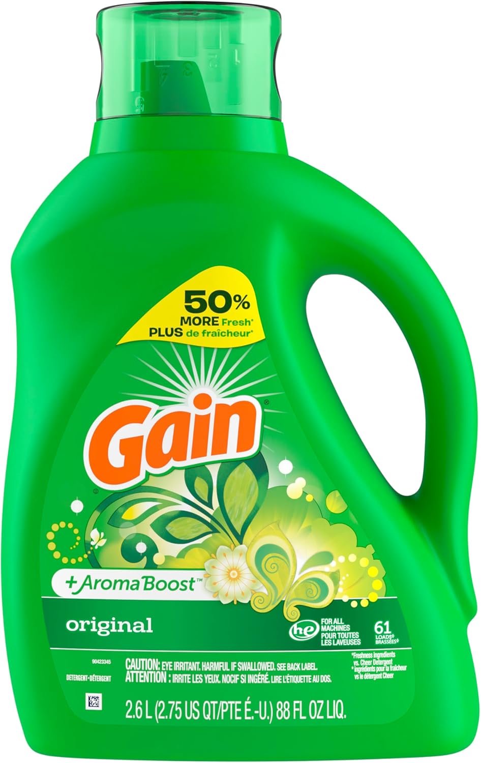 Gain + Aroma Boost Laundry Detergent Liquid, Original Scent, 107 Loads, 154 fl oz, HE Compatible Laundry Soap with Febreze and Oxi