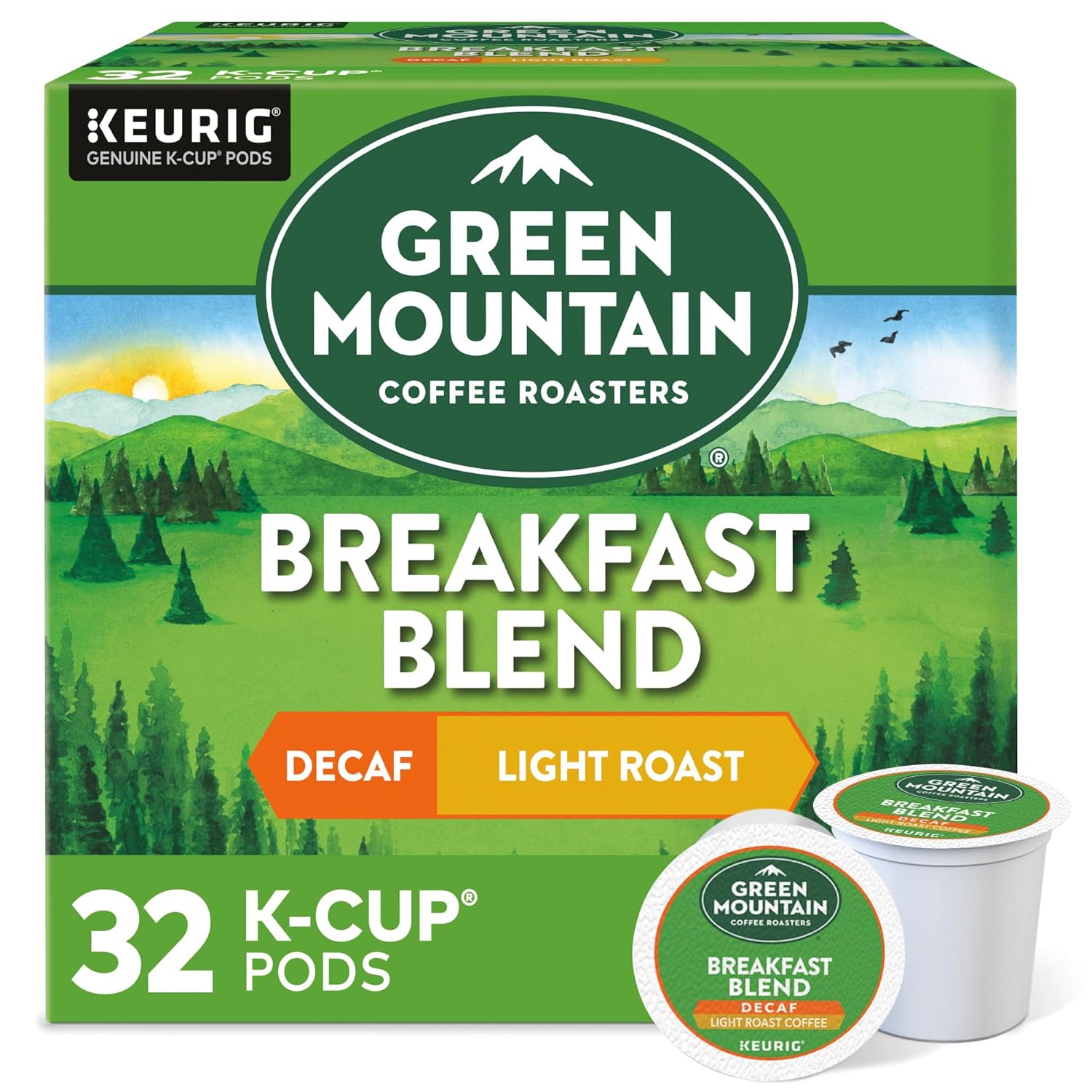 Green Mountain Coffee Roasters Breakfast Blend Single-Serve Keurig K-Cup Pods, Light Roast Coffee, 96 Count