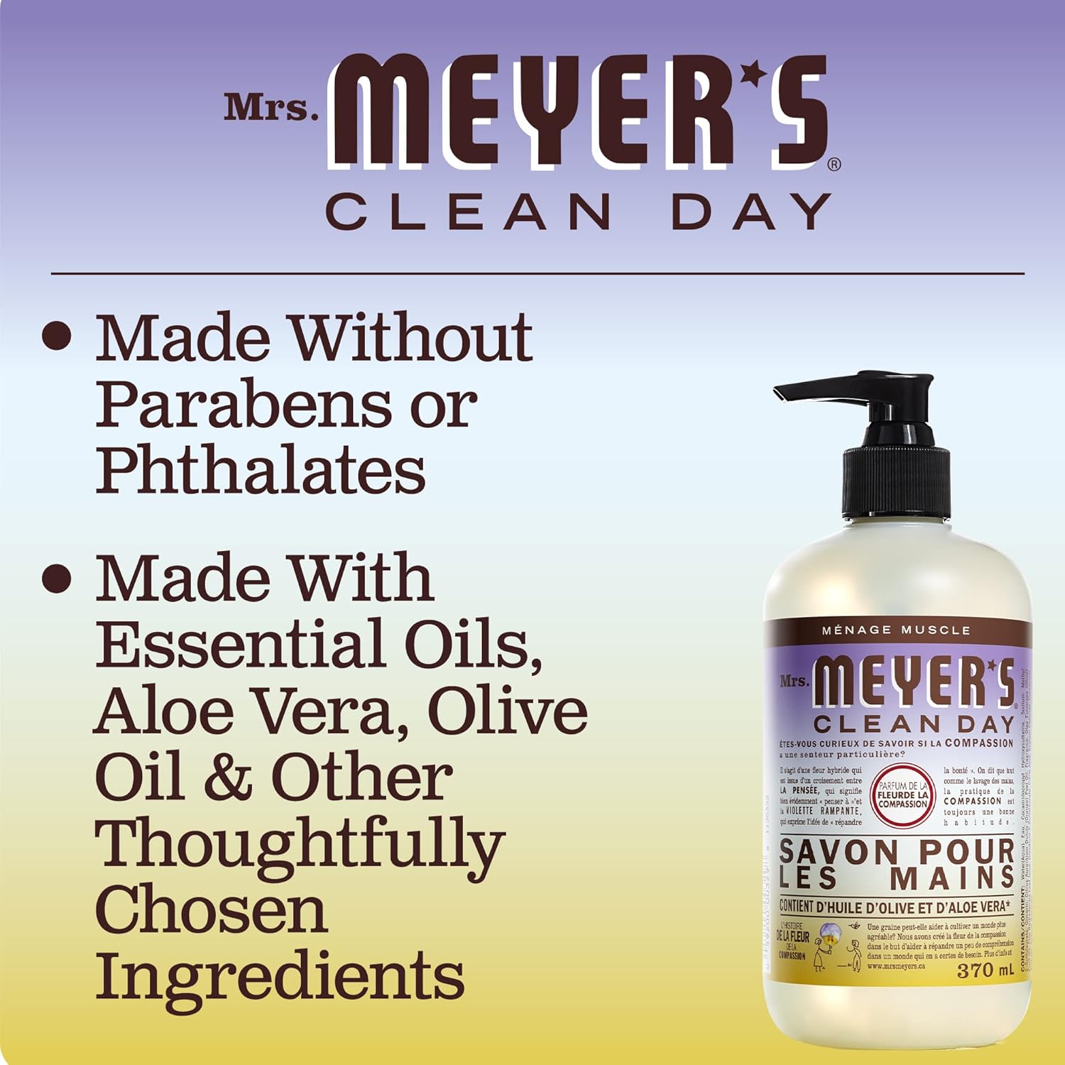 MRS. MEYER'S CLEAN DAY Hand Soap, Made with Essential Oils, Biodegradable Formula, Honeysuckle, 12.5 fl. oz - Pack of 3
