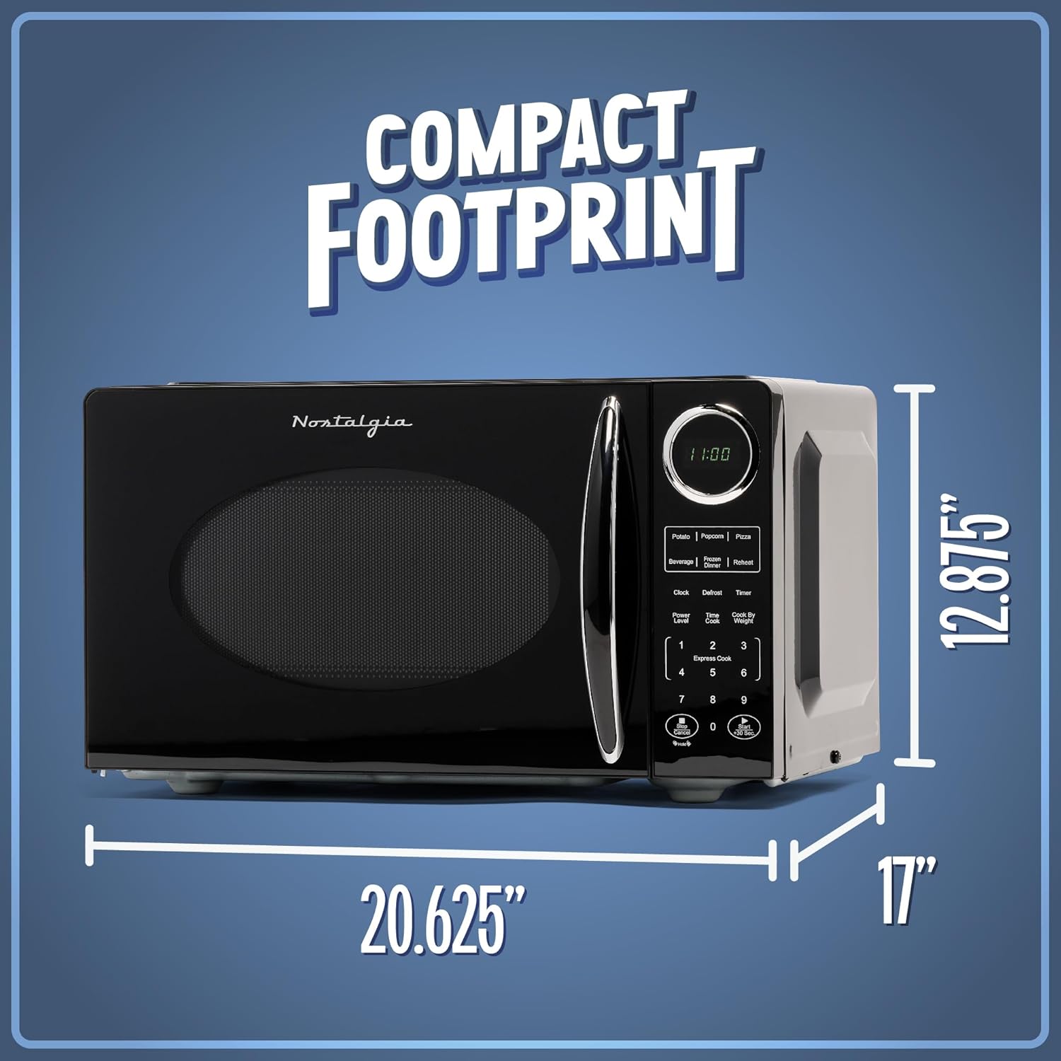 Nostalgia Retro Compact Countertop Microwave Oven - 0.7 Cu. Ft. - 700-Watts with LED Digital Display - Child Lock - Easy Clean Interior - Aqua